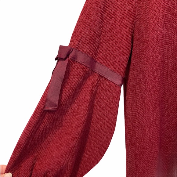 KARL LAGERFELD Top Puffy Sleeves Burgundy Size Large EUC - Picture 3 of 5